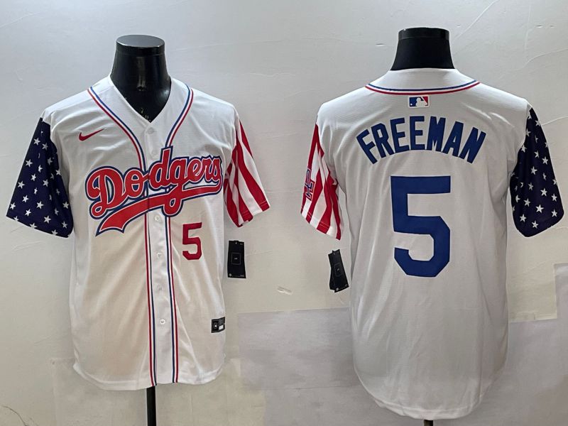 Men Los Angeles Dodgers #5 Freeman White a generation of national flags Joint name 2025 Nike MLB Jersey style 10->los angeles dodgers->MLB Jersey